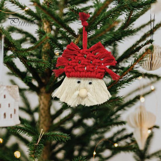 Kit De Bricolage Macramé : 6 Pères Noël / Gnomes - Pour Débutants Adultes - Inclut Corde, Perles En Bois, Instructions - Décoration De Noël à Fabriquer Soi-même - 3