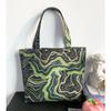 Floral Print Portable Polyester Hand Carry Lunch Tote Bag