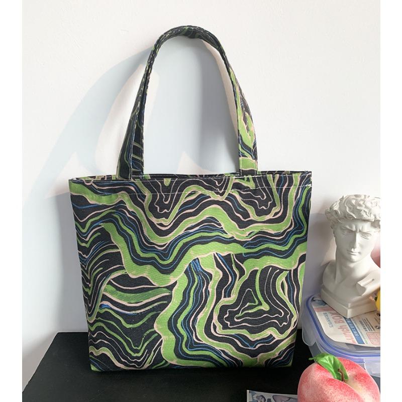 Floral Print Portable Polyester Hand Carry Lunch Tote Bag