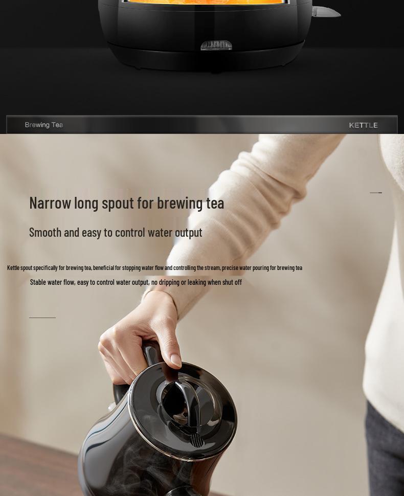 Midea Electric Tea Kettle with High Power Boiling and Tea Infuser, Model MK-PCE071