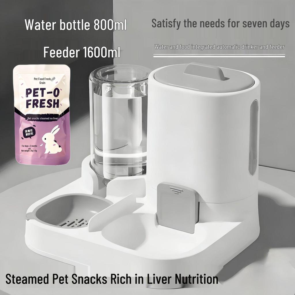 Automatic Cat Feeder & Water Dispenser - Large Capacity, 2-in-1 Pet Feeding Solution