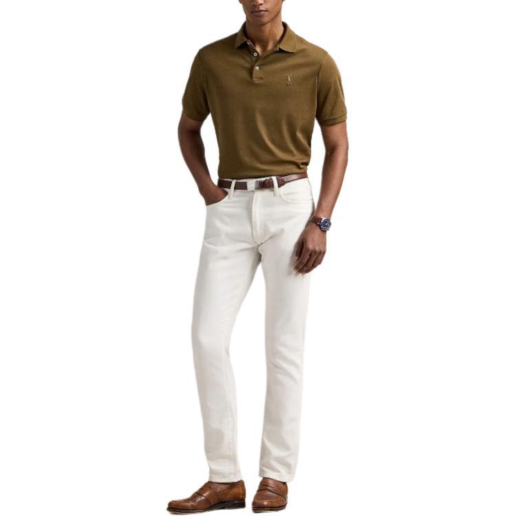 Polo Ralph Lauren Logo Slim Fit Short Sleeve Polo Shirt Men Tops Brown 710704319-172