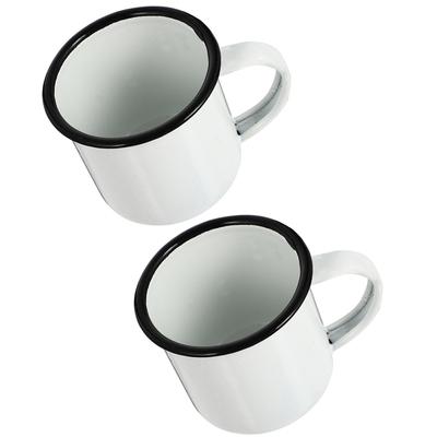 2 Stück Metall Vintage Trinkbecher Büro Klarer Becher Gläser Emaille Becher Großpackung Camping Kaffee Tee