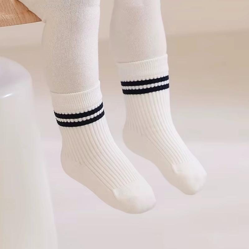 Kids Socks For Girls Boys Cotton Striped Children's Sock Soft Student Sport White Black Baby Toddler Sock Spring Autumn 0-8Years