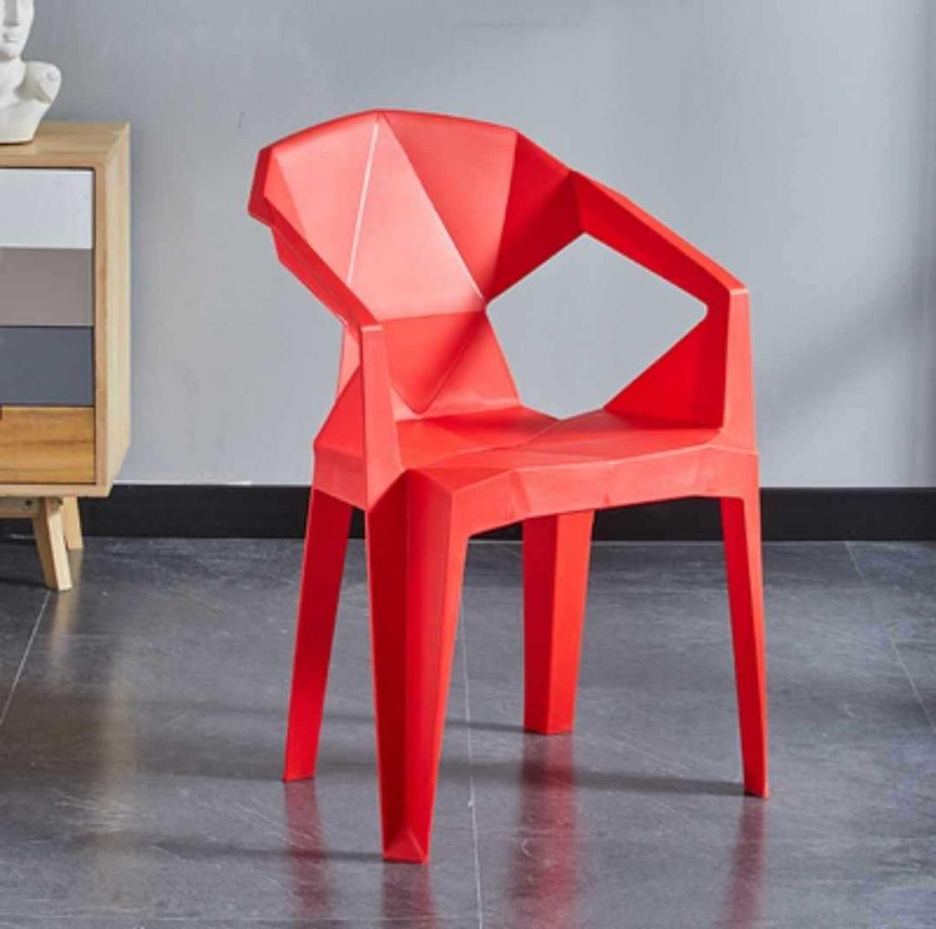 Stackable Outdoor Plastic Armchair with Backrest & Thickened Stool for Dining or Leisure