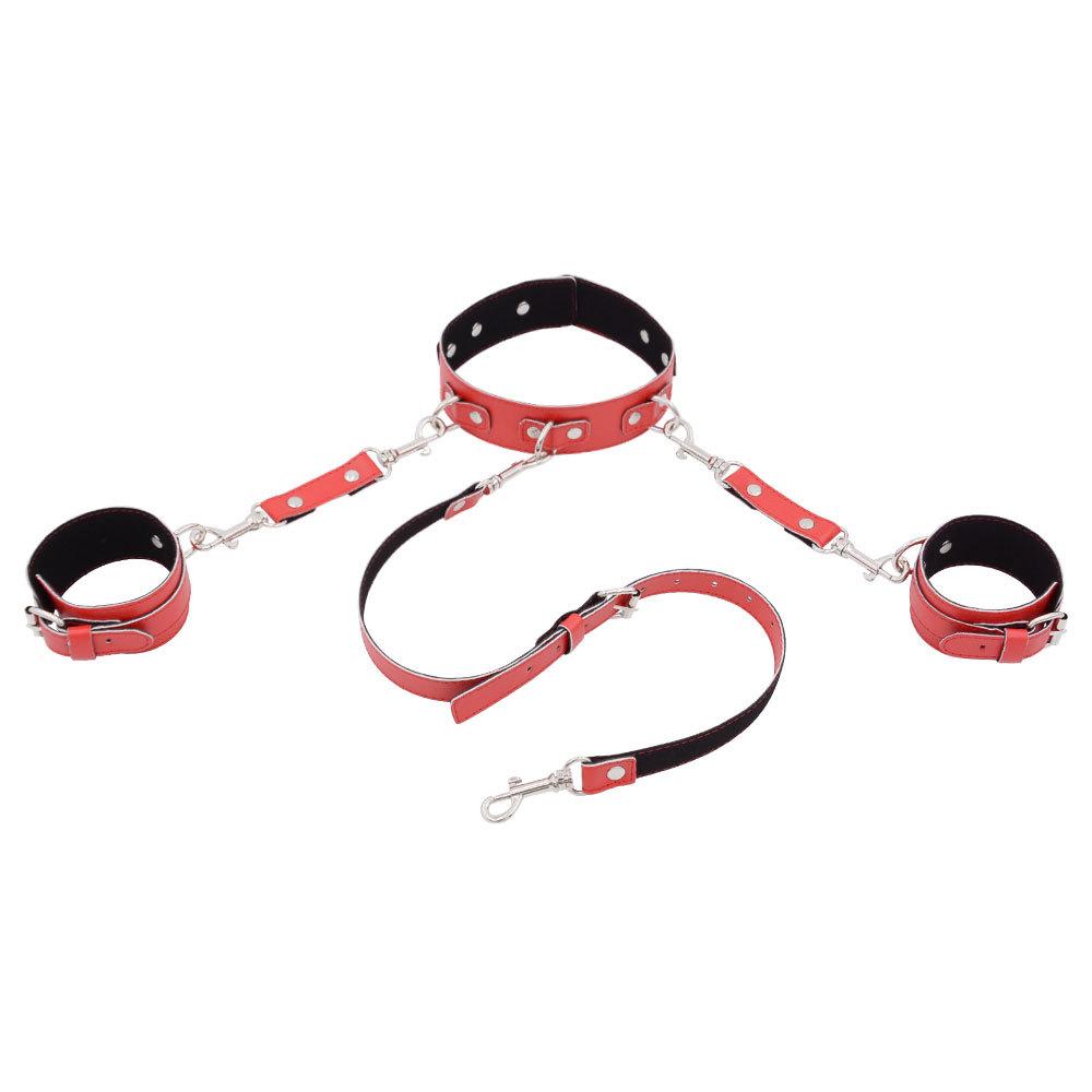 SM Binding Props Hand Neck Bondage Training Adult Sex Toys Sexy Sex Product Leather Handcuffs Collar
