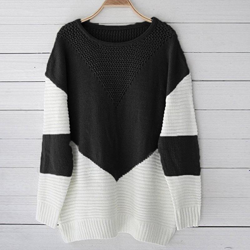 2026 Women's Autumn/Winter New Arrivals: Loose Patchwork Knitwear Sweater