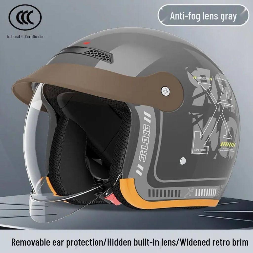 Unisex All-Season Electric Vehicle Helmet with Hidden Visor - Lightweight, Warm, & Safe for Autumn and Winter