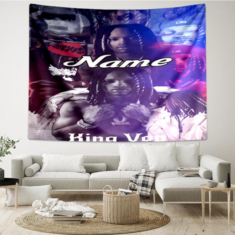 1PC Custom Name Starlit KingVon Tapestry Hanging for Bedroom,Livingroom, Playroom,Decor Art Room Wall Tapestry, Holiday and Birthday Gifts