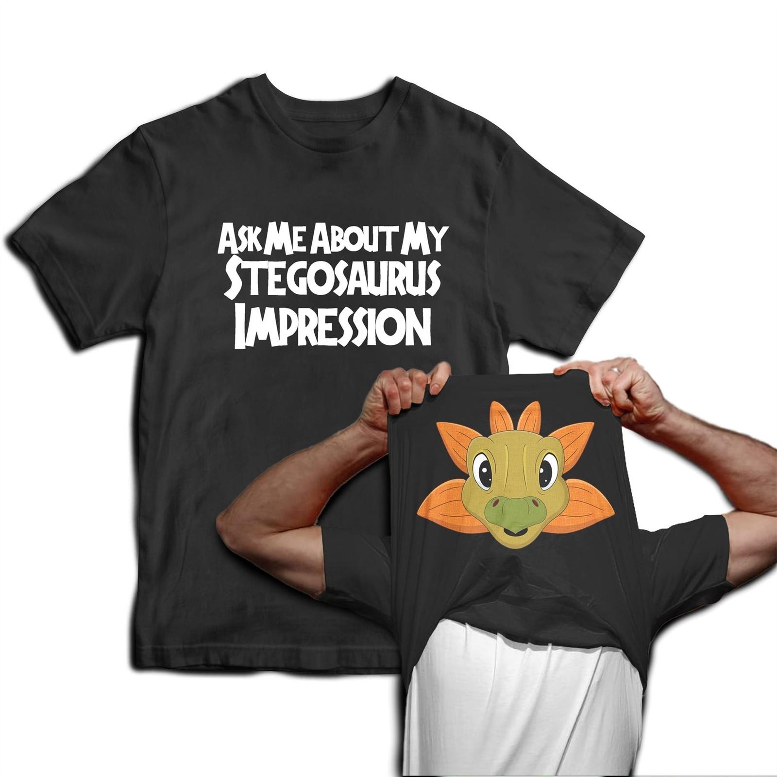 Ask Me About My Stegosaurus Impression Flip Mens T-Shirt Mens Womens Tees Top Dinosaur Jurassic L