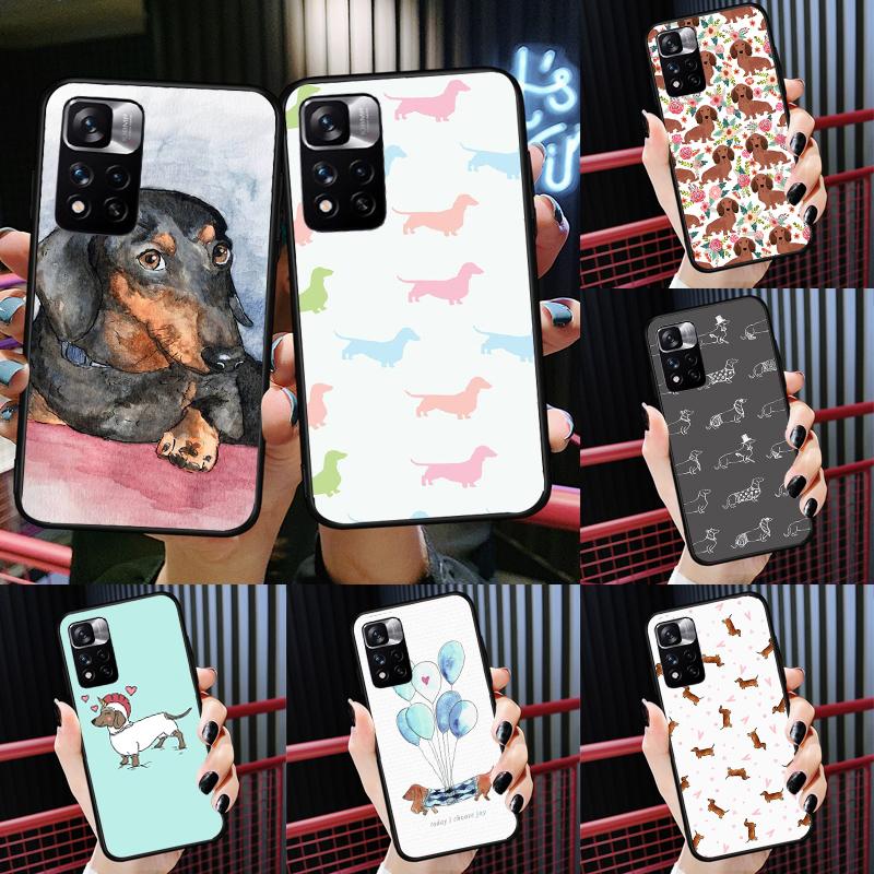 Cartoon Dachshund Sausage Dog Case For Xiaomi Redmi Note 14 13 11 9 10 12 Pro 9S 10S 11S 12S Redmi 10C 12C 13C 14C Cover