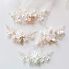 Stock Ceramic Flower Blossom Bridal Hair Comb Clay and Crystal Decorated Hair Accessories for Weddings