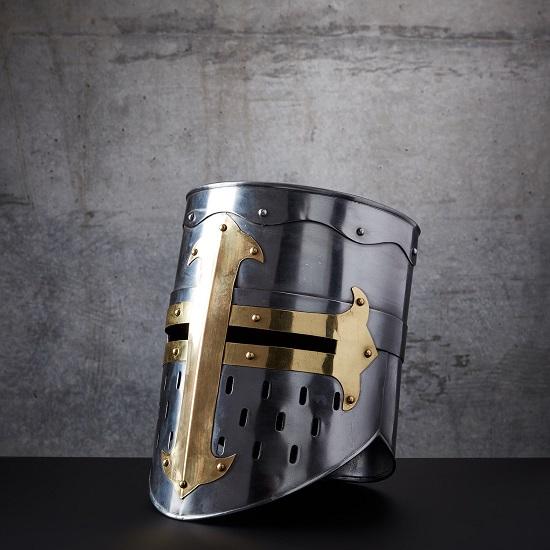 Medieval Crusader Helmet Templar Knight High Quality Steel  Golden Cross  Pre Fitted Liner  Cosplay Gift
