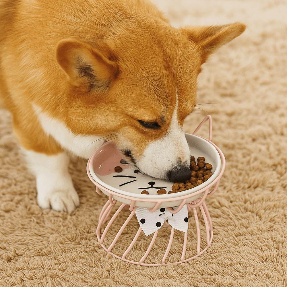 Cute With Stand Ceramic Cat Bowl Large Capacity Non-Slip Cat Food Bowl Cartoon Dog Water Bowl for Cats and Dogs