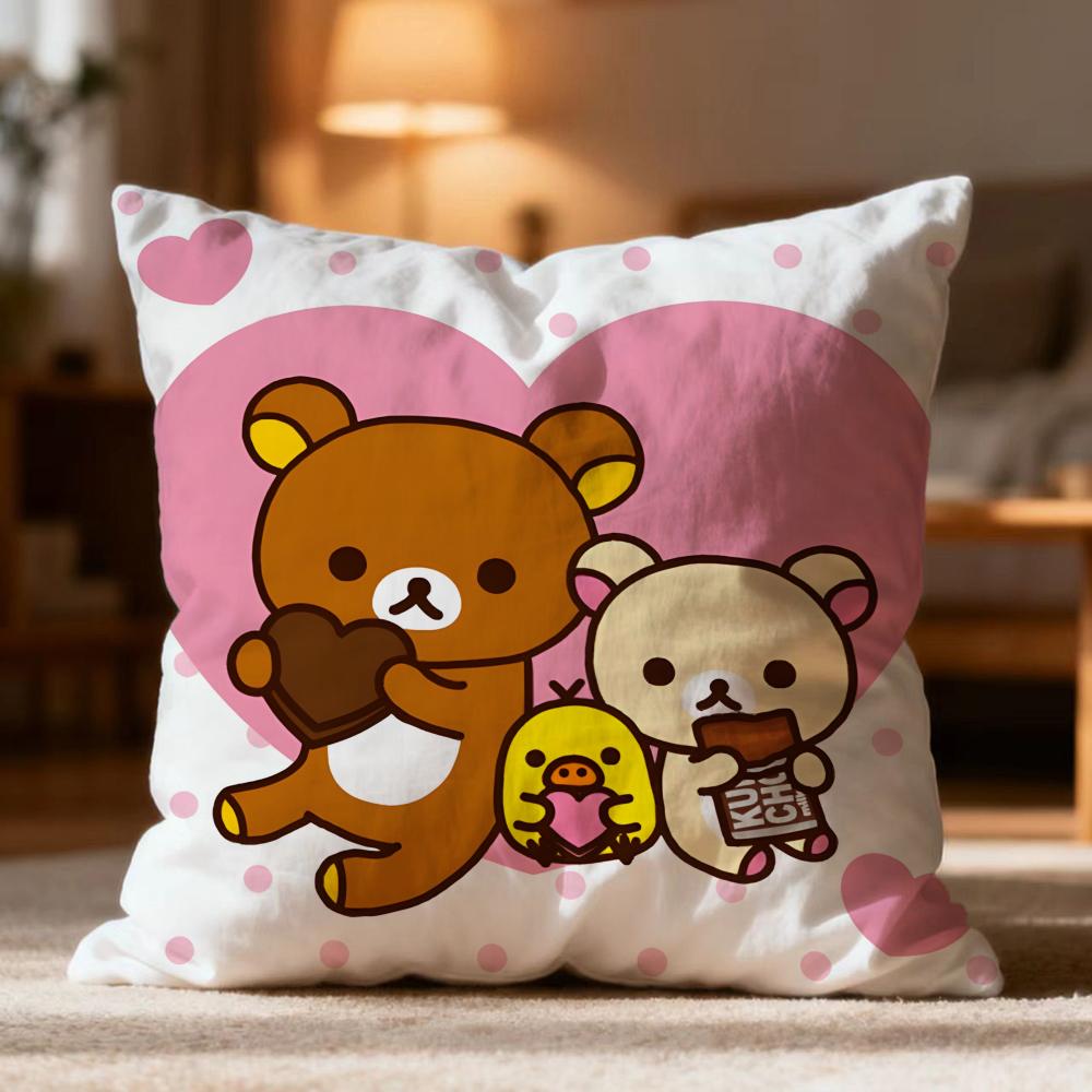 Fashion R-RRilakkuma Cushion Cover Soft Washable Pillow Case Multi-Scene for Couch Bed Travel Office Use