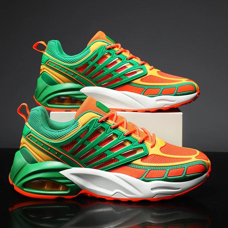 

Chunky Sneaker Plus Size 45 Men Air Cushion Running Shoes Fashion Casual Leather Mesh Breathable Height Increased Platform Shoes 44