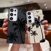 For Samsung S25 Ultra S24 FE S23 S22 A16 A56 A36 A55 A15 A35 Case Coconut Tree Pattern TPU Leather Texture Slim Shockproof Soft Matte Phone Cover