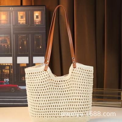 Large Capacity Bag Women'S Versatile Shoulder Vacation Beach Bag Hand-Woven Commuter Tote Bag Tide