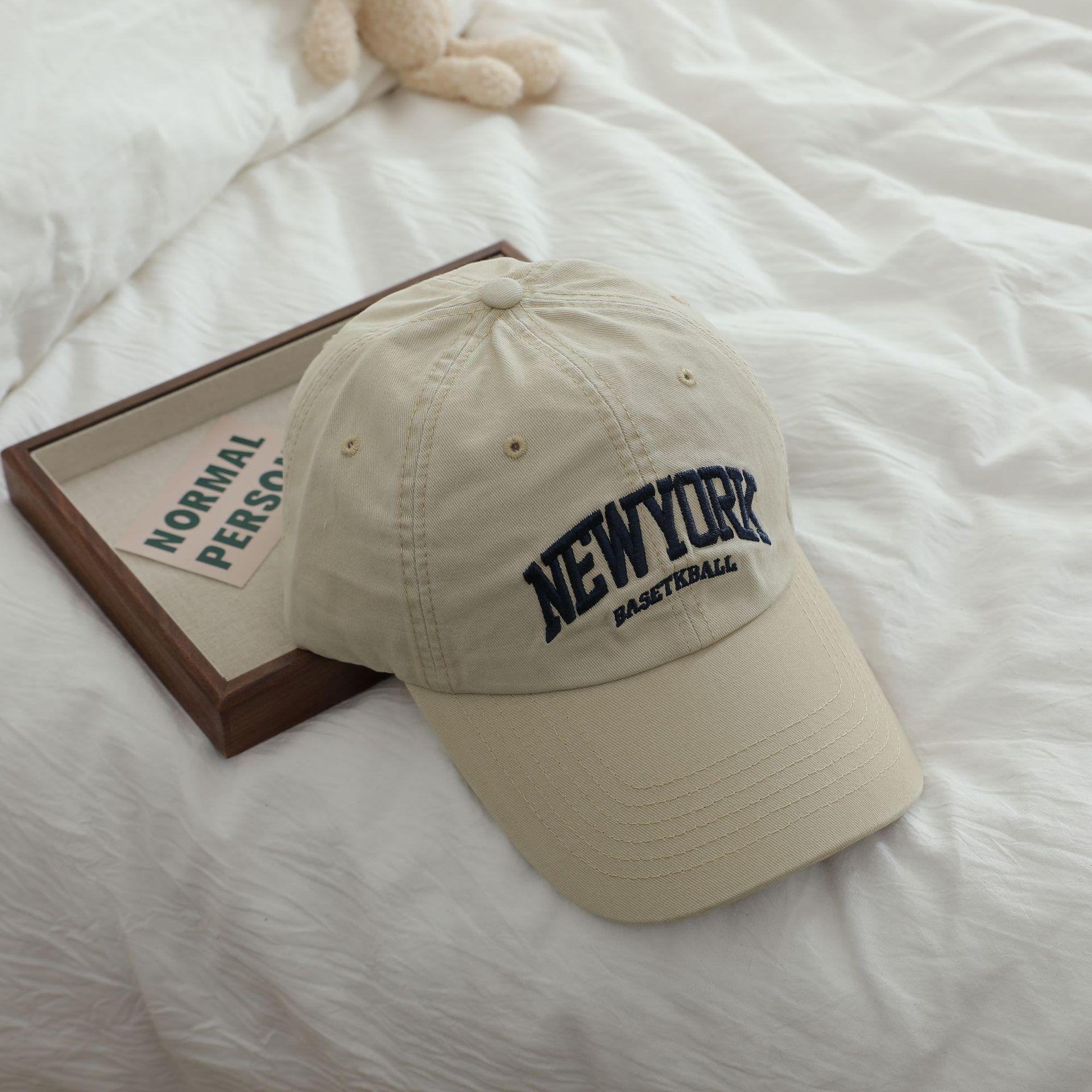 

Новая американская кепка с мягким верхом из стираного хлопка с вышивкой, универсальная, мужская и женская, с маленьким лицом в стиле ретро, персонализированная бейсболка M（56-58cm） бежевый