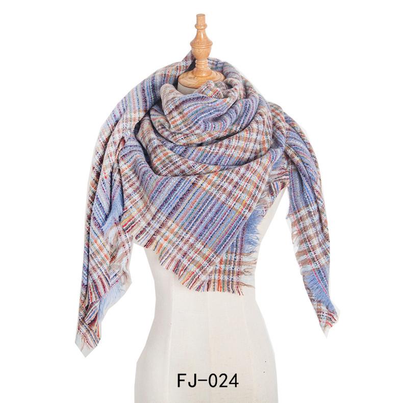 European & American Autumn/Winter Thick Double-Sided Plaid Scarf & Shawl for Women