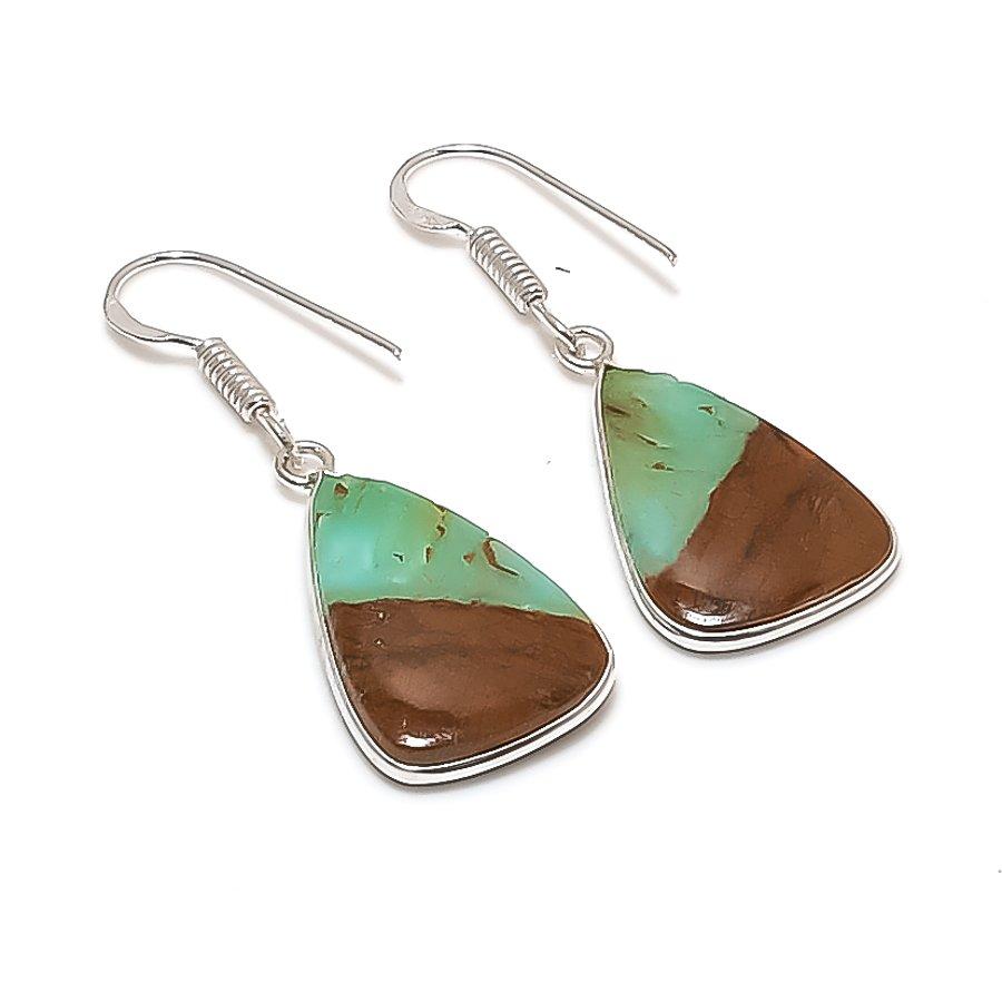 Natural Chrysoprase Gemstone 925 Sterling Silver Jewelry Earring 1.58  AE-12299