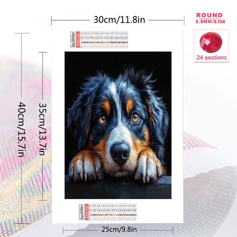 Black Australian Shepherd Pattern 3pcs 100% Round Full Drill 5D DIY Diamond Painting Embroidery Cross Stitch Rhinestone Décor