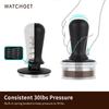 Watchget Espresso Tamper, 58mm Coffee Tamper with Flat Base, Stainless Steel, Spring-Loaded Tamper, Adjustable Depth, and Scale, Fits 58mm