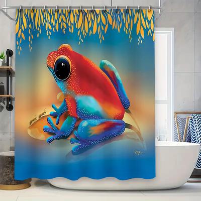 Frog Shower Curtain Cute Amphibian Bathroom Decor Nature Forest Wildlife Shower Liner Waterproof Home Textile