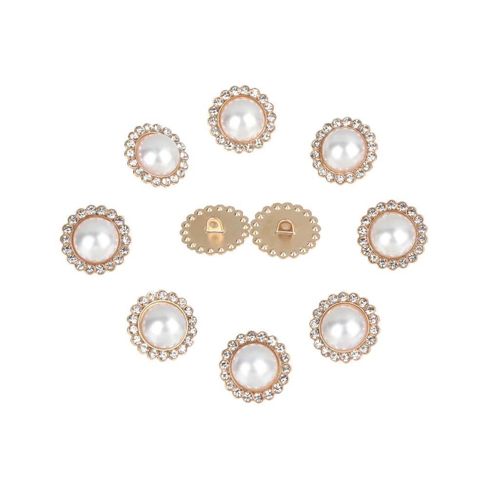 10 Pezzi Lega Strass Lucidi Perla Bottoni per Abbigliamento DIY Cucito Abbigliamento Bottone Lavorazione a Maglia Fatta a Mano Accessori Decorativi per Cucito
