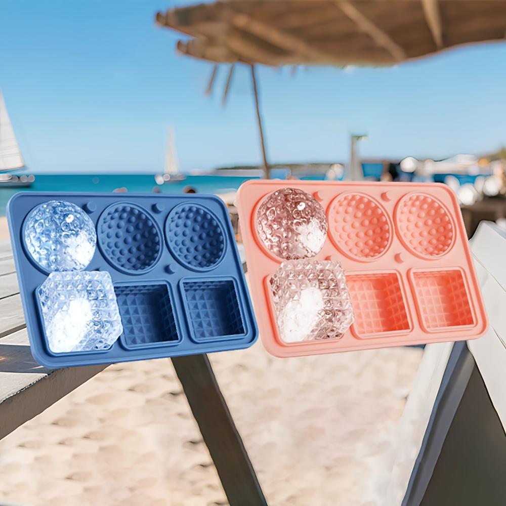 Large Silicone Ice Cube Tray, 3 Large Crystal Cubes and 3 Spherical Golf Ice Trays, with Fun Shaped Ice Maker Molds, 6 Hole Ice Mold with Funnel