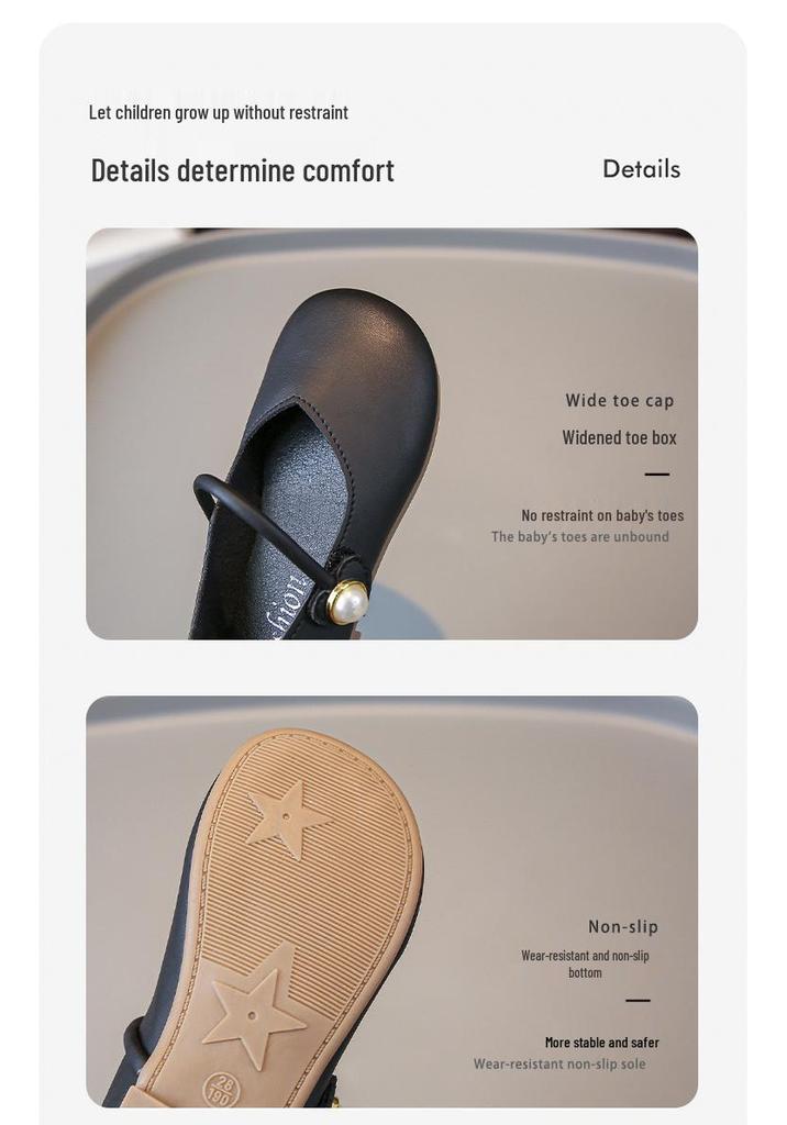 Kinder-Lederschuhe mit weicher Sohle - Britischer Stil, Frühling/Herbst, für Mädchen mit magischen Klettverschlüssen.