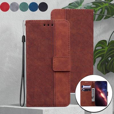 Geometrisch geprägte Ledertasche für Blackview A60/A60 Pro, Ständer, Brieftasche, Kartenfächer, Buchhülle für Blackview A80/A80 Pro, Holster