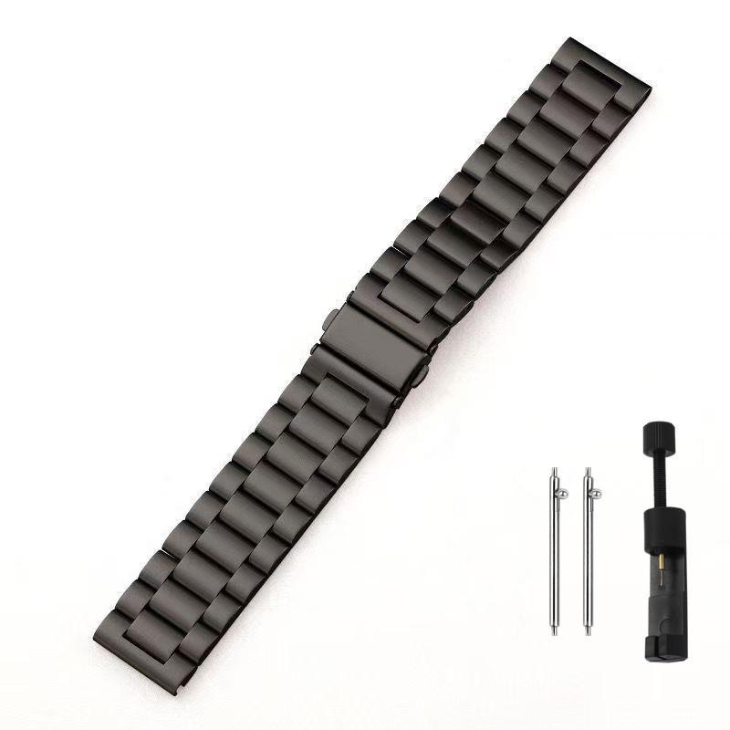Compatible Stainless Steel Three-Bead Watch Strap for Apple Watch, Samsung, and Huawei GT4.