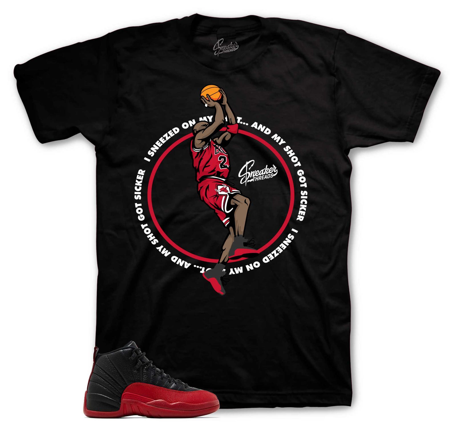 Shirt Design To Match Retro 12 Flu Game Sneakers - Sneeze Sneaker Tee 2XL