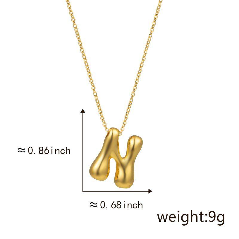 Cute Smooth Letter Necklace, Chubby Pendant, European and American Fashionable and Simple Collarbone Chain
