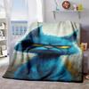 2026 New Arrivals 1pc Luxurious Blue Angry Cat Flannel Throw Blanket - Soft, All-Season Comfort with Digital Print, Perfect for Couch, Bed, Office & T