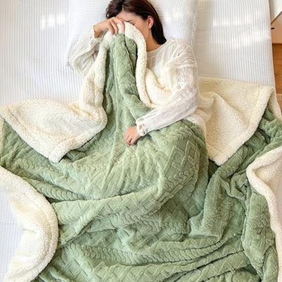 Soft Woolen Blanket for Bedding and Sofa Warm Lamb Velvet Flannel Cover Blanket for Office  Air Conditioning and Nap