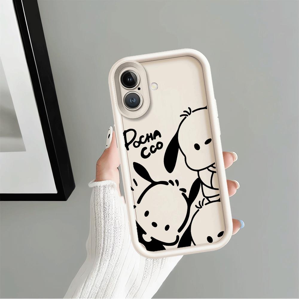 Case for iPhone 15 16 14 Plus XS Max 17 Air XR 13 12 11 Pro Max 16e Soft Shell Sanrio Pochacco Cartoon