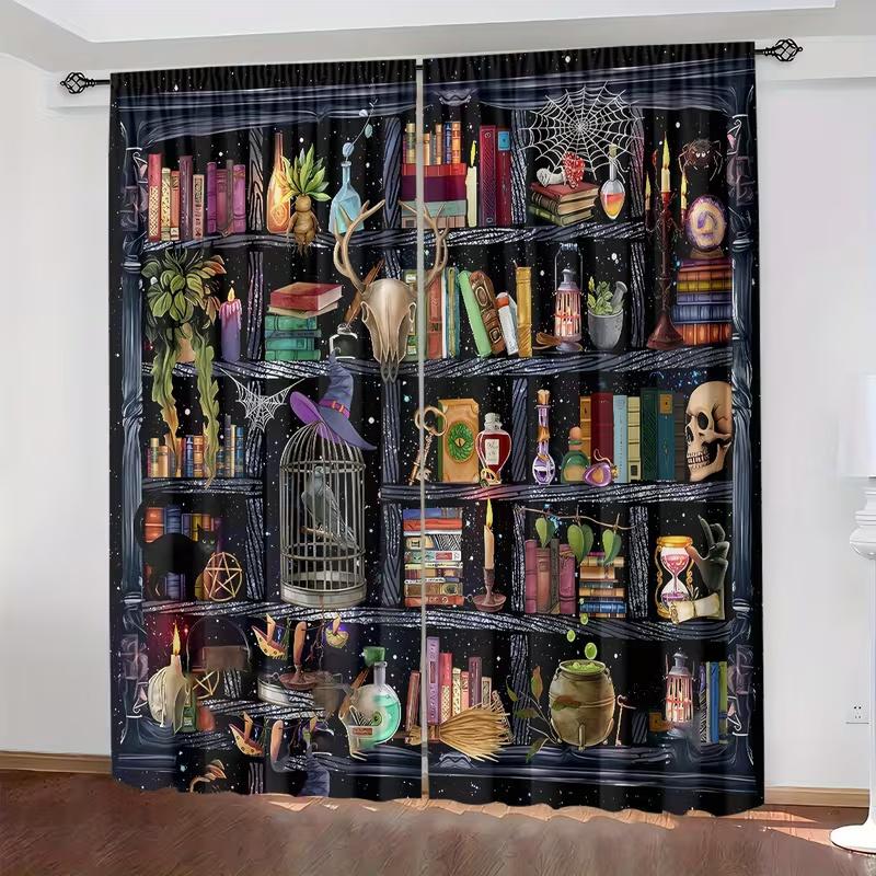 2 Pcs Magic Birdcage print curtains,suitable for bedroom,living room kitchen decoration,home decoration,window decoration