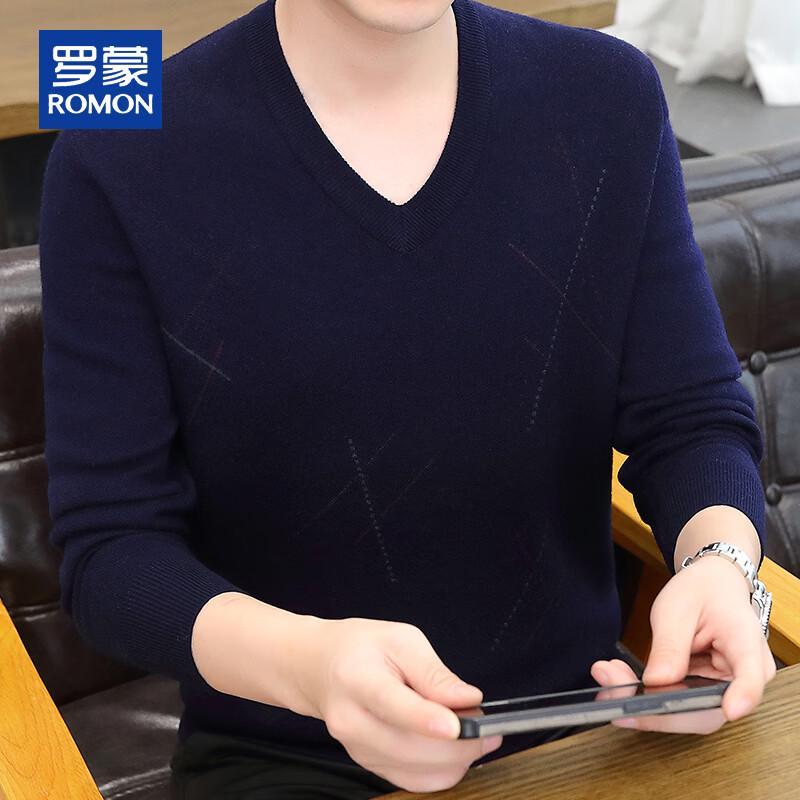 ROMON Men's 100% Pure Wool V-Neck Sweater