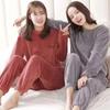 Women Velvet Pajama Sets Fleecing Warm Loose Pollover Long Pants Home Casual Warm 2Pcs Suits Women Winter Flannel Pajamas