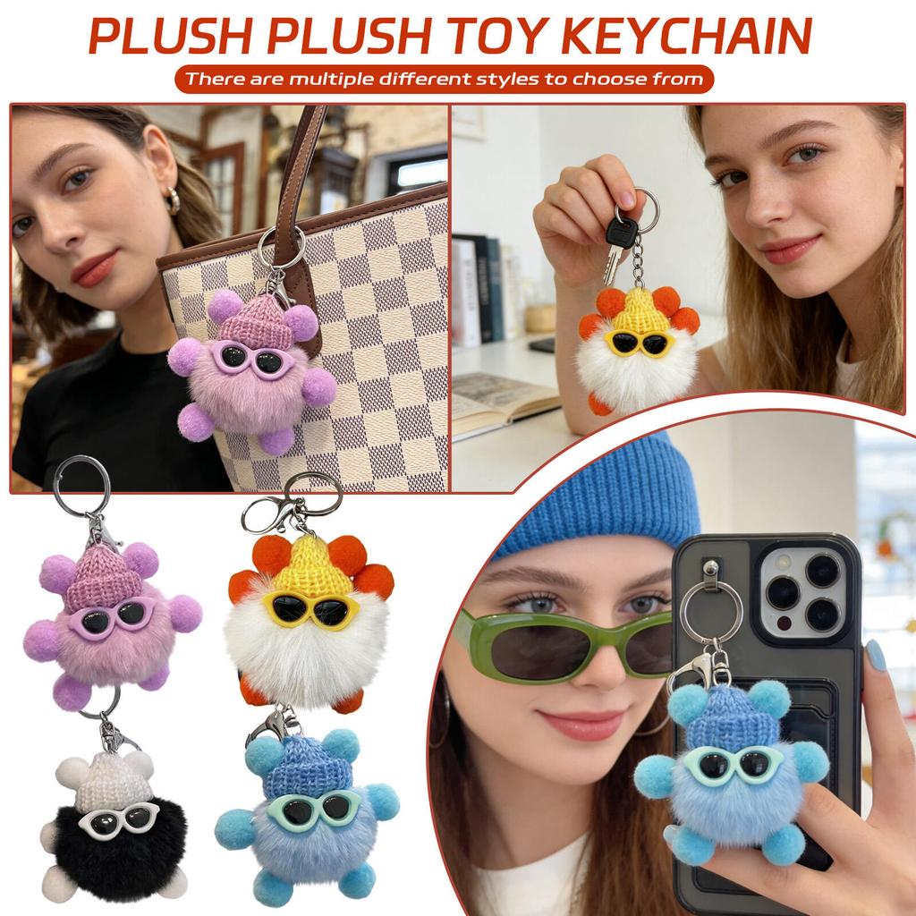 Fuzzy Spherical Keychains, Fuzzy Bag Pendants, Cute Pendants