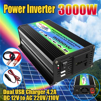Onduleur de puissance 4000W Convertisseur de tension Transformateur 12V vers 110V/220V Onduleur de voiture