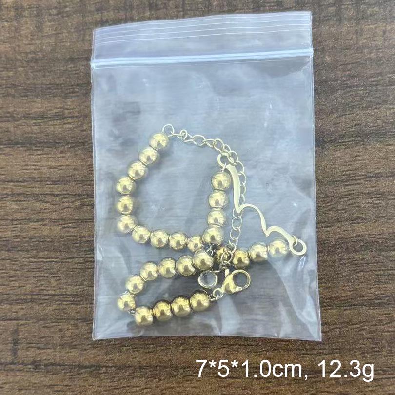 18K Gold Fade-Resistant Stainless Steel 5mm Beaded Unisex Wave Bracelet - Perfect Birthday Symbol Gift
