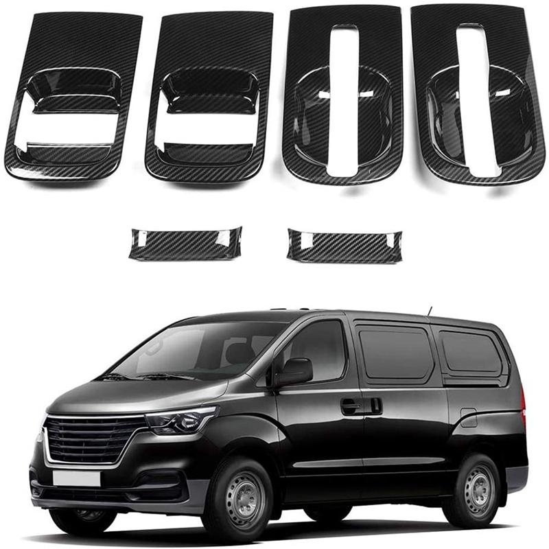 Upgrade For Hyundai Grand Starex H1 I800 2018- ABS Carbon Fiber Door Handle Bowl Cover 6Pcs/Set Car Accessories