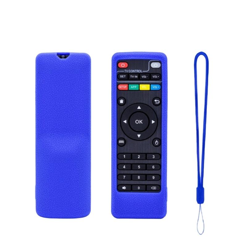 Silicone Cover for DOMYBOX DB52C7 Remote, Textured Grip Sleeve with Wrist Lanyard and Button Window for Home Use