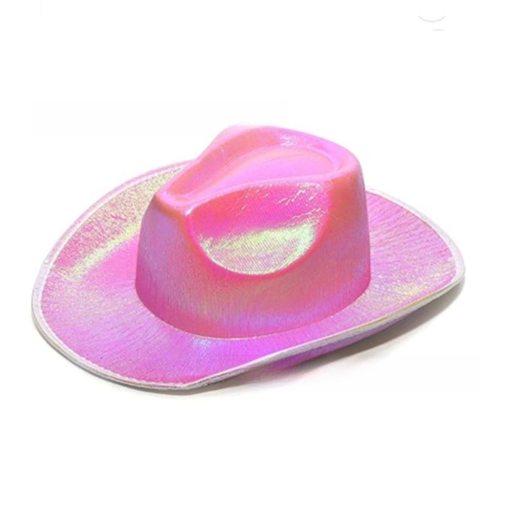 Glamouröser Neon-Westernhut Perlmuttglanz Western-Cowboyhut Cowgirl-Partyhut Western-Thema
