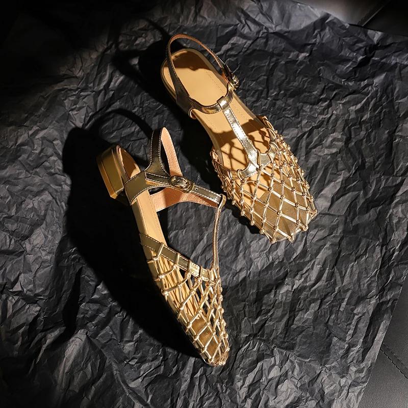 Hohl Frauen Sandalen Schuhe Low Heels Designer Sommer 2024 Luxus Kleid Neue Marke Mesh Slingback Sexy Casual Zapatos Mujer Pumpen