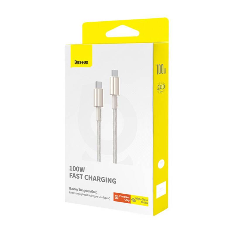 Kabel Usb-C Do Usb-C Baseus Tungsten Gold, 100W, 2M (Złoty)