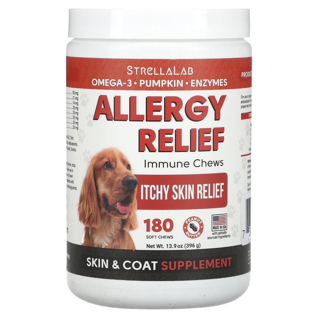 Allergy Relief, Immunity Chews, Dogs, Peanut Butter, Soft Chews, 180 Pieces, 396G(13.9Oz)